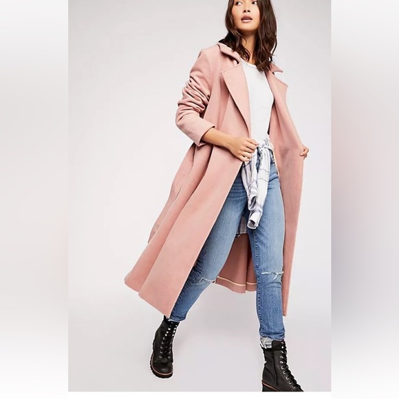 Free People Jackets & Blazers - Free people sierra wool blend dusty color Stylish Pink Trench Coat